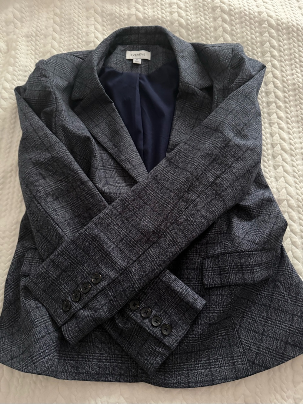 Evereve Women's Navy Plaid Blazer